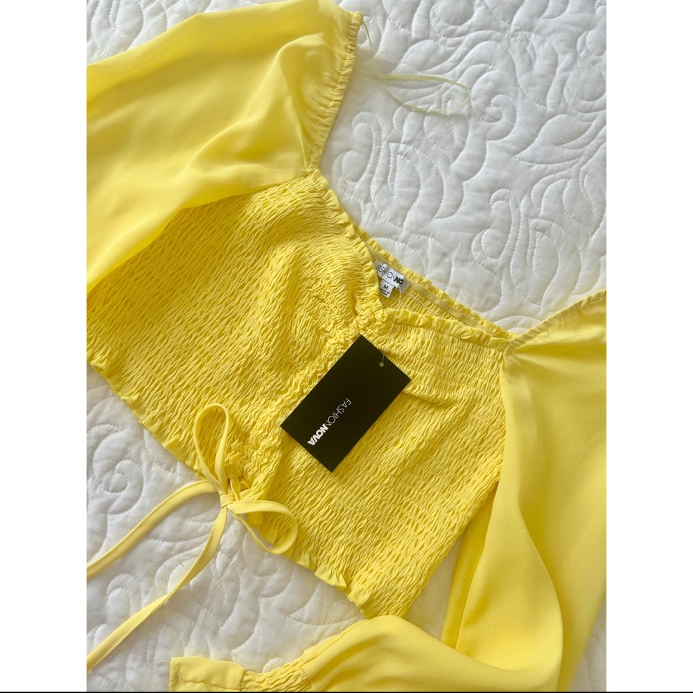 Fashion Nova yellow smocked top